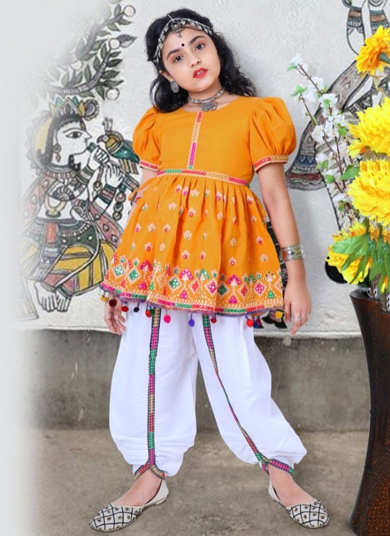 Yellow Colour Garbi New Latest Designer Navratri Special Kids wear Kediya And Dhoti Collection 6 Garbi